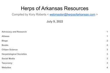 Herps of Arkansas Resources
